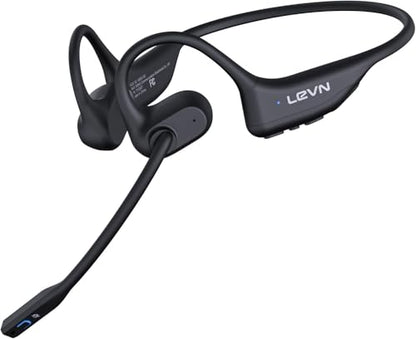 Open Ear Headphones with Mic, 29g Trucker Bluetooth Headset with Microphone, Bluetooth Headphones with Noise Cancelling Mic, Wireless Headset with Mic for Work Workout Driving Call Office Running