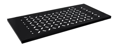 Rockville KS2 Shelf for Z-Stand or X-Stand DJ Table, 150 lbs Capacity, Ventilation Holes, Foam Padding, Perfect for DJs and Musicians | 150 lb Capacity, Heavy-Duty Steel, Black Powder Coated, 39.5" x 18.6" Surface, Ventilation Holes, Universal Fit, Portab
