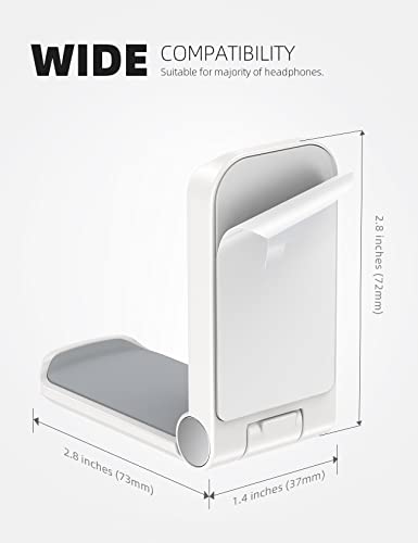 Lamicall Headphone Stand, Sticky Headset Hanger, Adhesive Headphone Holder | Headset Hook Mount Clip Under Desk, Earphone Clamp for Airpods Max, HyperX, Sennheiser, White - style: White - One Pack
