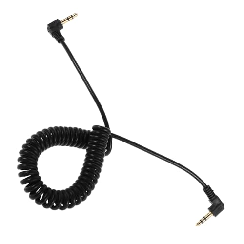 SHOWERORO Coiled Stereo Aux Cable Male to Male Audio Extension Cable with Dual Right Angle Design Retractable Spring for Headphones and Smartphones