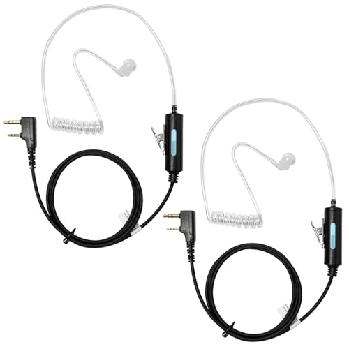 SAMCOM 2 Pin Acoustic Tube Earpiece Walkie Talkies,Air Tube in-Ear Headset with Mic for FPCN30A Two Way Radios, Hands-Free Surveillance Radio Earpieces with PTT for K Plug Radio,2 Packs