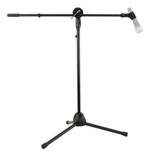 Rockville GIGSTAND Dual Metal Microphone Stand with (2) Mic Clips, 26.37” Detachable Boom Arm, Adjustable 31"-55" Height, Foldable Tripod Base