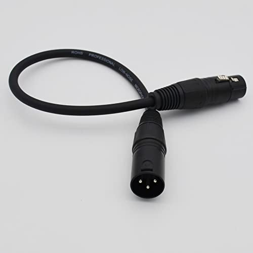 XLR Cable 1ft XLR Male to Female Black Balanced Microphone Cable - 2 Pack - size: 1