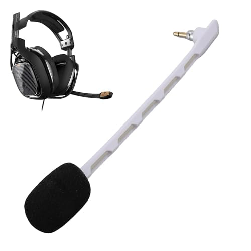 Yunseity 2pcs Replacement Microphones for Astro TR Headset Detachable Boom Mic with Noise Cancelling Clear Sound Gold Plated 3.5mm Plug (White) - color: White