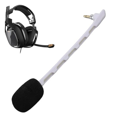 Yunseity 2pcs Replacement Microphones for Astro TR Headset Detachable Boom Mic with Noise Cancelling Clear Sound Gold Plated 3.5mm Plug (White) - color: White