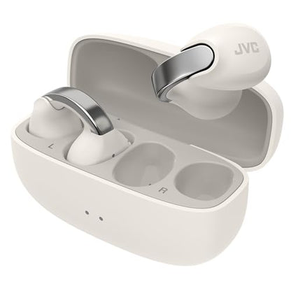 JVC Nearphones HANP1TW Open Ear True Wireless Headphones, White | Bluetooth 5.3, 24H Playback, IPX4 Water Resistant, Built-in Mic, Ear Clip Design - color: White