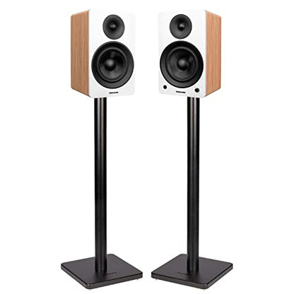 Fluance Ai61 Powered 2-Way 2.0 Stereo Bookshelf Speakers with Speaker Stands 6.5" Drivers 120W Amplifier for Turntable Bluetooth 5 Wireless Music Streaming - RCA Optical USB & Sub Out (Lucky Bamboo) - color: Lucky Bamboo, size: With Square Stand