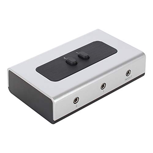 2 Port 3.5mm Stereo Manual Switch Box AUX Audio Speaker selector(Wall Mount Hole Built-in, wall or Table Available)
