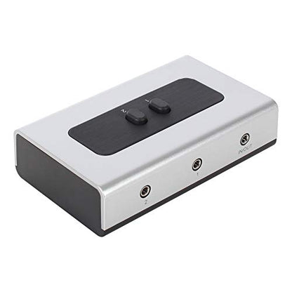 2 Port 3.5mm Stereo Manual Switch Box AUX Audio Speaker selector(Wall Mount Hole Built-in, wall or Table Available)