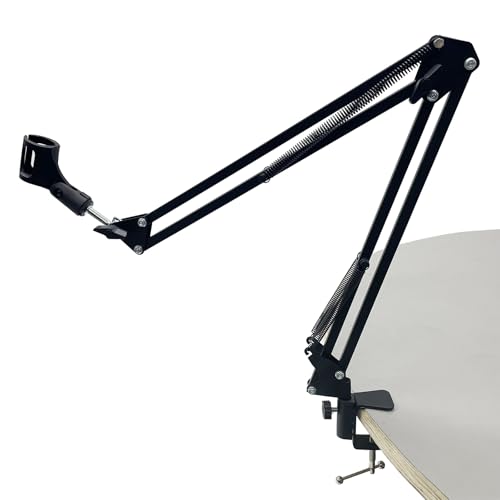 Microphone Mounting Bracket Desk Mic Arm Microphone Stand with Desk Mount Mic Suspension Boom for Live Streaming, Gaming, Podcasting, Radio
