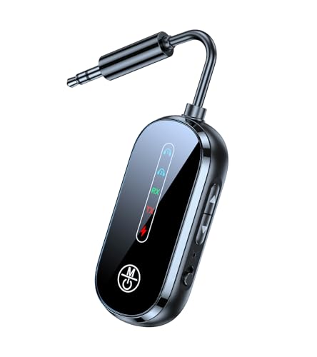 KAIY Bluetooth Transmitter Receiver for Airplane/TV/Car | AUX Bluetooth Audio Adapter for 2 Headphones, Bluetooth Receiver for Home Stereo/ Old Speaker 11H Battery - style: Dual Link