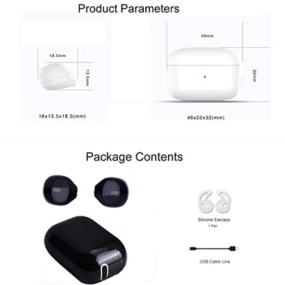 Mini Wireless Bluetooth Earbuds with Microphone,Invisible Bluetooth Headphones for Women and Small Ears with Touch Control, IPX5 Waterprof, Battery Case(Black) - color: Black