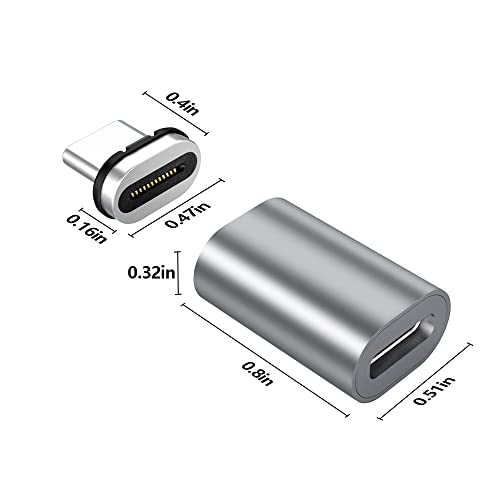 USB C Magnetic Adapter Straight 24 Pin Magnetic USB C Adapter Connector 120W PD Fast Charge 40Gbs 8K@60 Hz Data Transfer USB3.1, Grey - color: usb c magnetic adapter 1pack