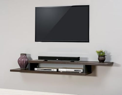 Asymmetrical Wall Mounted Wood TV Console Entertainment Center 72-inch Gray - color: Grey, size: 72"