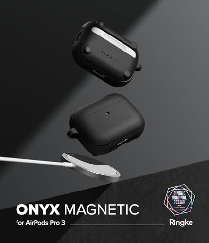 Ringke Onyx Magnetic for AirPods Pro 3 Case [Compatible with MagSafe] Oil & Dirt Resistant Feels Good in The Hand Non-Slip Lightweight Cover with Carabiner - Black - color: Black, size: AirPods Pro 3