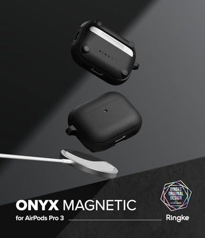 Ringke Onyx Magnetic for AirPods Pro 3 Case [Compatible with MagSafe] Oil & Dirt Resistant Feels Good in The Hand Non-Slip Lightweight Cover with Carabiner - Black - color: Black, size: AirPods Pro 3