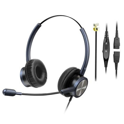Wired Headset with Mic for Cisco Phone, Dual Ear Headphone for Call Center