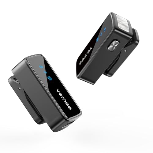 vernee Wireless Lavalier Microphone for iPhone 16 15, Android, Tablet, PC, Mini Mic 3-Level AI Noise Reduction, iPhone Microphone for Video Recording/Vlog/TikTok/YouTube