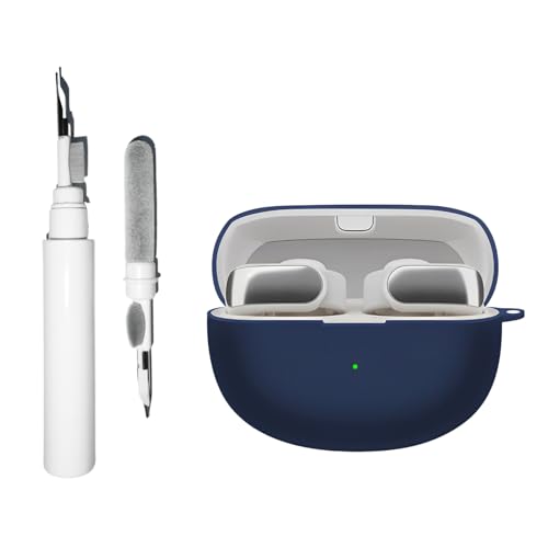 [3 in 1] TSVSXS Silicone Case Compatible with Bose Ultra Open Earbuds, Soft Protective Cover for Bose Open Ear Wireless Earbuds with Cleaning Kit Keychain - color: Blue