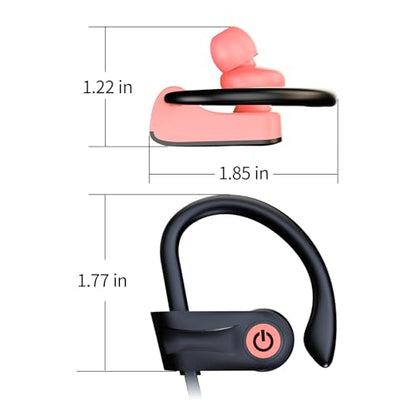 Boean Bluetooth Headphones, Wireless Earbuds with 16 Hours Bluetooth 5.3 Wireless Headphones HD Deep Bass Stereo IPX7 Waterproof Earphones for Sports Headset AI Music Generation - color: Pink