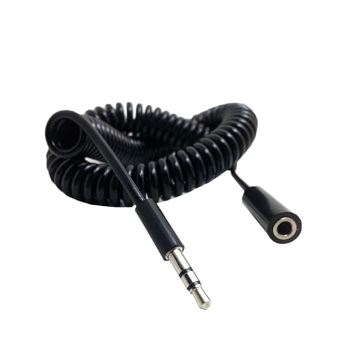 Plug to Plug Headphones Ja-ck Audio Cable Black 3/10TF 4-Pole Spring Coiled 3.5mm Aux Cable W/Mic Audio Auxiliary Cable(0.5M,Male-Femae) - color: Male-Femae, size: 0.5M
