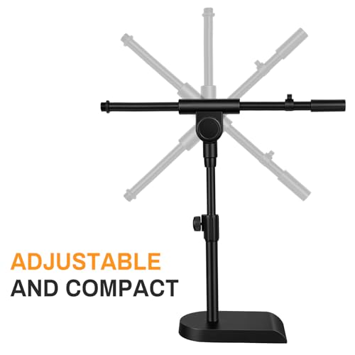 AODSK Desktop Microphone Stand,Height-Adjustable,Compatible with Most Mics | Includes Mic Clip, 5/8"-To-3/8" Adapter, Non-Slip Base, and Height-Adjustable, Perfect for Streaming, Vocals, Studio Use