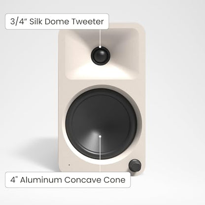 Kanto ORA4 140W Powered Reference Speakers with Bluetooth 5.0 and USB-C Input | 4” Woofers with Deep Bass Extension | Bi-Amplified | 80 Hz Automatic Crossover | Reference Quality Sound | Pair | Cream - color: Cream, size: 4" Woofer - 140 Watts