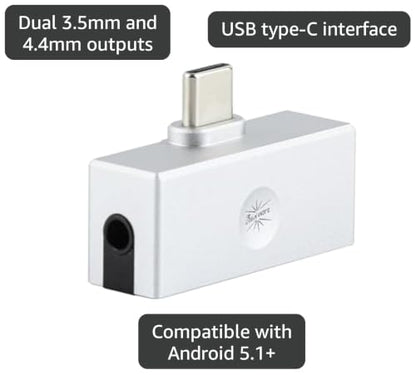 Kiwi Ears Allegro Mini USB C to 3.5/4.4mm IEM Headphone Amplifier | Official Web EQ Tuning, High Resolution 32bit/384kHz for Phone PC Tablet, Portable for Audiophiles Gamers Use(Sliver) - color: Silver
