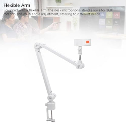LICAEVEY Desk Mount Microphone Arm, Adjustable Boom Arm Stand with 360 Rotation & Cable Management, Spring Clamp for Podcast Streaming Gaming Studio Mics