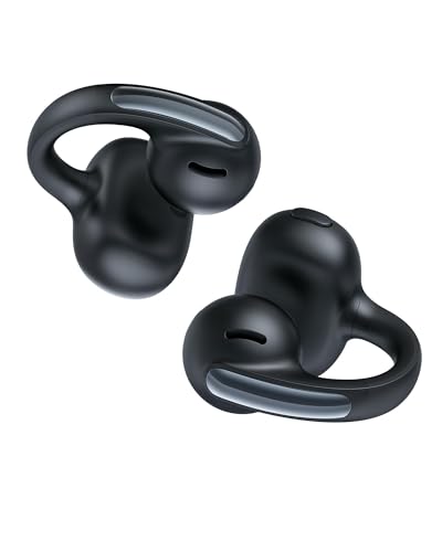 Baseus Bowie MC1 Open Ear Clip-On Earbuds, Adaptive Comfort with Anti-Drop Design, Impactful Sound with Adaptive Bass Boost, Adaptive Noise Cancelling Calls, IP57 Waterproof, 40H Playtime, Lightweight - color: Black