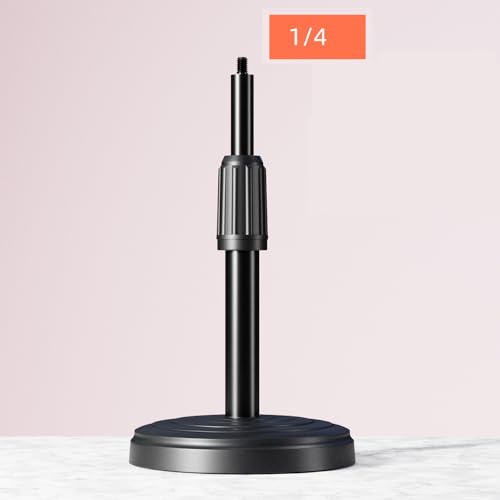 Desktop Microphone Stand Replacement Weighted Metal Adjustable Table Mic Stand with 1/4 inch threaded Screw Connector for Desk Mic Stands Microphone Clip Holder Mic Clips Phone Holder Bracket