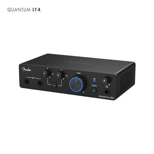 Fender Quantum LT 4 | 4x2 USB-C Audio Interface for Music Production, Dual MAX-HD Mic Preamps, Dual Instrument Inputs, Low-Latency Drivers, Loopback, Balanced Outputs, Headphone Amp, Mac & PC | 4x2 USB-C Audio Interface for Music Production. Dual MAX-HD M