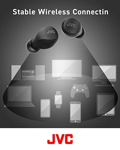 JVC Gumy Mini HAA6TB True Wireless Earbuds, Black | Up to 23 Hours Battery Life, Neodymium Magnet Driver, IPX4 Water Resistance, Compact and Lightweight - color: Black, size: Compact