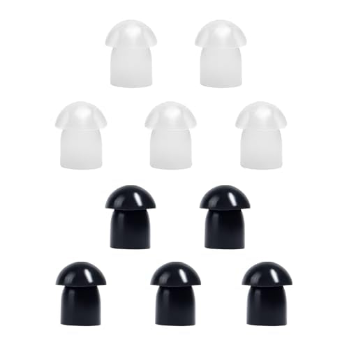 Replacement Mushroom Ear Tips for Two Way Radio Walkie Talkie Acoustic Coil Tube Earpiece Surveillance Headset (White and Black, 10 Pcs) - color: Mix