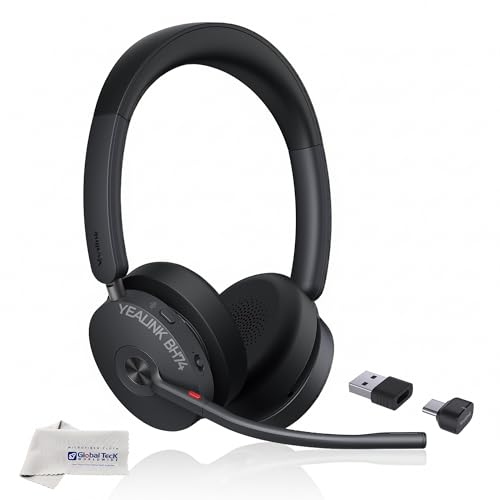 Yealink Headset BH74 Bluetooth Wireless On-ear, Acoustic Shield Mic & Hybrid ANC, Long Battery, All-Day Comfort, Dual Busylight, Teams Certified, Ideal for Office, Remote, and On-the-Go with Cloth - style: BH74-MS-MC