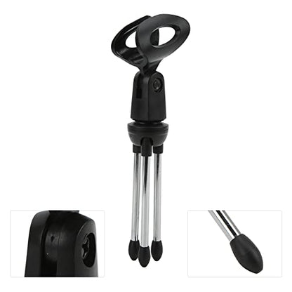 Desktop Desk Microphone Stand Foldable Tripod,Microphone Mic Stand Holder Bracket Adjustable Table Microphone Holder with Mic Clip for Conference Live Broadcast