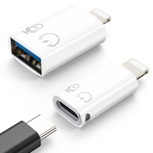 MoKo for DJI Mic Mini USB C to Lightning Adapter, Lightning to USB-A Adapter Compatible with iPhone 14/13/12/11/Wireless Microphone Receiver, Support Charging, Data Transfer, Earpods | Compatible with iPhone 14/13/12/11/Wireless Microphone Receiver, Suppo
