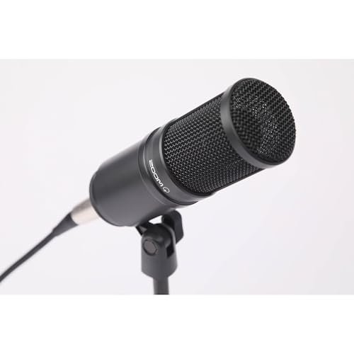 Zoom ZDM-1 Dynamic Podcast Microphone Bundle with On-Stage MS7701B Euro Boom Tripod Stand and 20-Foot XLR Cable — No Phantom Power, XLR Studio Mic for Podcasting, Streaming, Voice Over
