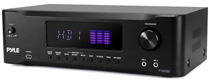 Pyle 9.1 Channel AV Receiver | Audio Amplifier with Subwoofer Output, HDMI 2.1, Bluetooth Streaming | Surround Sound System for TV, Home Stereo Receiver for Home Theater.
