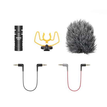 ZENIKO VM01 Lightweight Shotgun Mic for DSLR & Mobile Phone Vlog Recording | 37g Metal Cardioid Mic,Plug‑and‑Play,Shock Mount & Furry Windscreen,Anti‑Interference for Outdoor Vlog,Interview,Short‑Video.