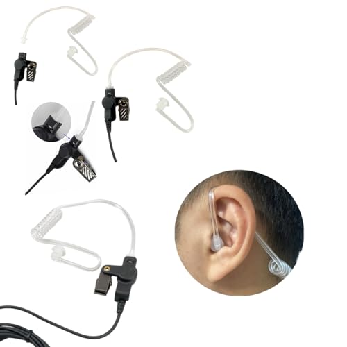 MaximalPower Headset Earpiece with Kevlar Reinforced Cable 2-Pin for Motorola Two-Way Radios Surveillance Headset (RHF MOT 2PIN HQ) - color: 1 Black
