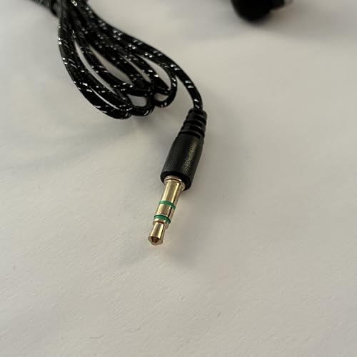 Black in-Ear Earbuds Stereo Tangle Free Braided Cable Cord Quality Sound High Bass Silicone Tips for iPod Zune MP3 Player 3.5mm Jack