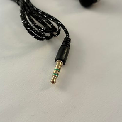Black in-Ear Earbuds Stereo Tangle Free Braided Cable Cord Quality Sound High Bass Silicone Tips for iPod Zune MP3 Player 3.5mm Jack