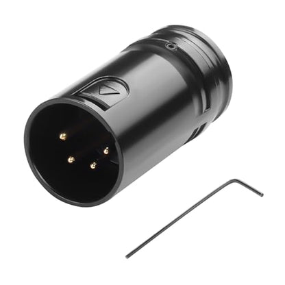 QIANRENON Compact 4Pin XLR Solder Adapter Adjustable 90° Angle 4Pin XLR Male Thin Cable Microphone Connector Gold Plated 4 Pole x-LR Audio Plug, for DIY Restoration XLR4, with 0.9mm Wrench