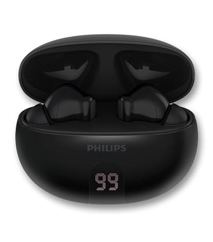 Philips T2520 True Wireless Earbuds, Bluetooth 5.4, Active Noise Cancelling, AI Mic Clear Calls, Dynamic Bass, 20H Battery, IPX4 Water Resistant, Black