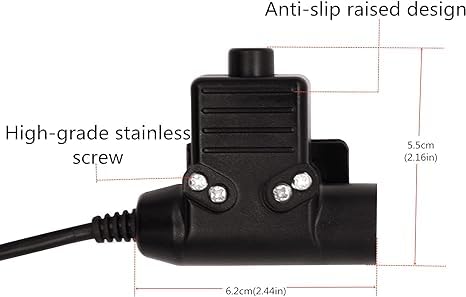 U94 PTT Adapter with U-329/U MIL-C-55116 6-Pin Walkie Talkie Connector for AN/PRC-148 & AN/PRC-152 Two Way Radio Push to Talk System Connect TP-120 U-174 U-93 Military Headset NATO-US Wiring