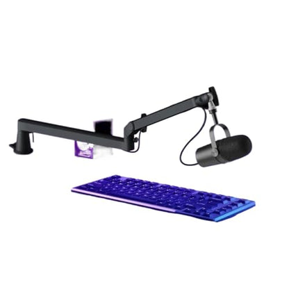 Compatible For Shure SM7B, MV7, AM8, K688; Professional Low Profile Mic Arm With Extended Riser & Cable Management