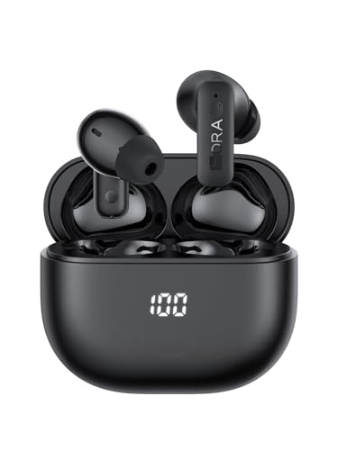 1 Hora Active Noise Cancelling Wireless Earbuds, Built-in 4 Mics, Bluetooth 5.4 in Ear Headphones, LED Display Stereo Bass Earphones with Charging case, for iPhone, Android Smartphone, Tablet, Laptop | Bluetooth 5.4, ANC noise reduction, 4-mic clear calls
