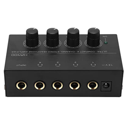 헤드폰 앰프 4 채널 HA400 스테레오 컴팩트 저소음 미국 플러그 100-240VAC 0.6cm(1/4인치) TS 커넥터 포함