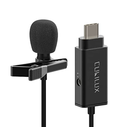 MLC-2 USB C Lavalier Microphone with 3.5mm Monitoring Headphone Jack, Type C Lapel MIC for iPad 10, iPad Pro Air 5/4, Google Pixel 8/7/6 Pro 7a/6a Fold Pixel Tablet, 5 FT